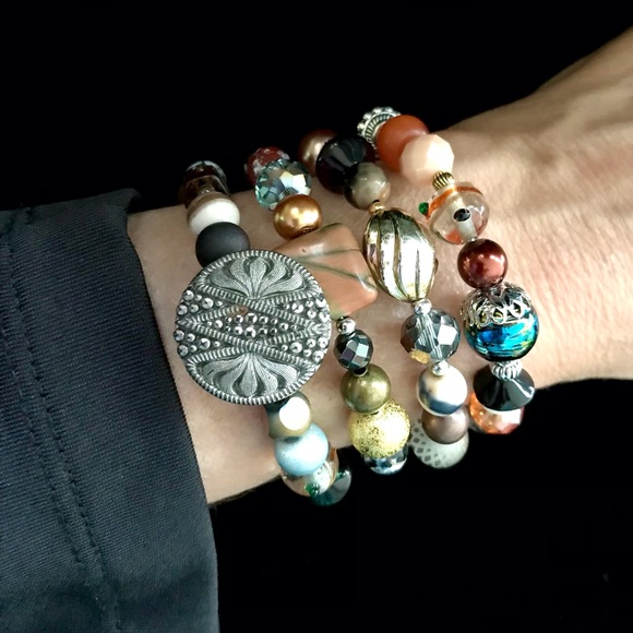Hand Crafted Jewelry - Handmade Bracelet with Vintage and Modern Elements (NB62-1H) New Without Tags